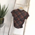 【预购】复古格子网纱褶皱上衣